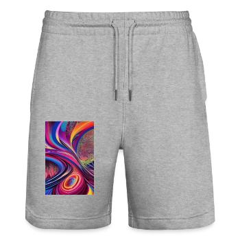 Abstract art - Stanley/Stella Trainer Unisex Organic Jogging Shorts - heather grey - Front - Nik (191cm) & Marisol (170cm)