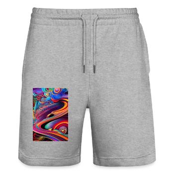 Abstract art - Stanley/Stella Trainer Unisex Organic Jogging Shorts - heather grey - Front - Nik (191cm) & Marisol (170cm)