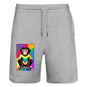 Affe Polygon Tiere Wildnis Zoo Afrika Safari - Stanley/Stella Unisex Bio Joggingshorts Trainer  - Grau meliert - Vorne - Nik (191cm) & Marisol (170cm)