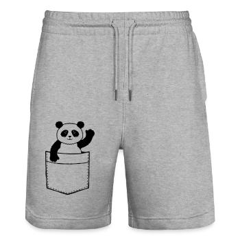 Sac de poitrine de voyage Panda Bear Waving Friendly - Short de jogging bio TRAINER Stanley/Stella unisexe - gris chiné - Devant - Nik (191cm) & Marisol (170cm)