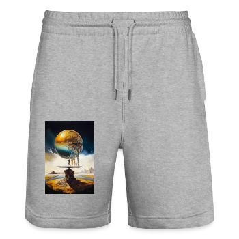 Die Welt - Stanley/Stella Unisex Bio Joggingshorts Trainer  - Grau meliert - Vorne - Nik (191cm) & Marisol (170cm)