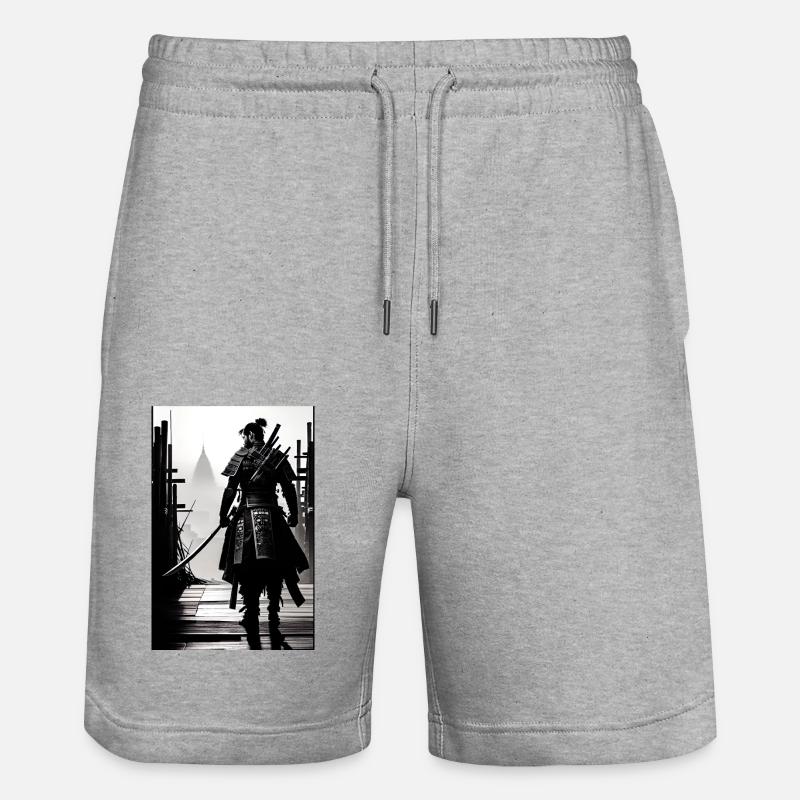Samouraï Noir et Blanc Design - Short de jogging bio TRAINER Stanley/Stella unisexe - gris chiné