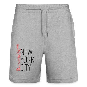 statue of liberty new york city Freiheitsstatue - Stanley/Stella Unisex Bio Joggingshorts Trainer  - Grau meliert - Vorne - Nik (191cm) & Marisol (170cm)