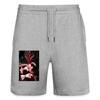 Flower - Stanley/Stella Trainer Unisex Organic Jogging Shorts - heather grey - Front - Nik (191cm) & Marisol (170cm)