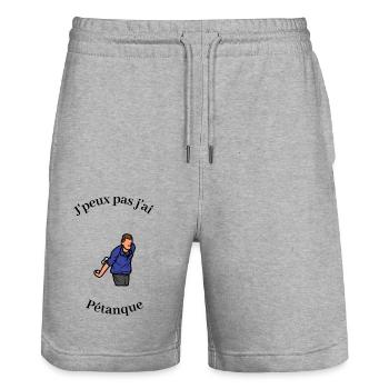 J'peux pas j'ai pétanque - Short de jogging bio TRAINER Stanley/Stella unisexe - gris chiné - Devant - Nik (191cm) & Marisol (170cm)