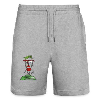 Gesicht - Stanley/Stella Unisex Bio Joggingshorts Trainer  - Grau meliert - Vorne - Nik (191cm) & Marisol (170cm)