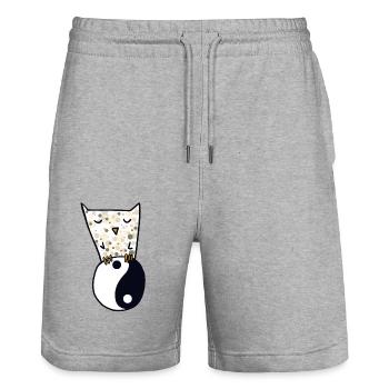 Eule und yin yang - Stanley/Stella Unisex Bio Joggingshorts Trainer  - Grau meliert - Vorne - Nik (191cm) & Marisol (170cm)