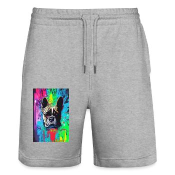 Modern Pop Art Print | colorful | French Bulldog - Stanley/Stella Trainer Unisex Organic Jogging Shorts - heather grey - Front - Nik (191cm) & Marisol (170cm)