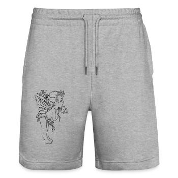 Elfe ange cupidon - Short de jogging bio TRAINER Stanley/Stella unisexe - gris chiné - Devant - Nik (191cm) & Marisol (170cm)