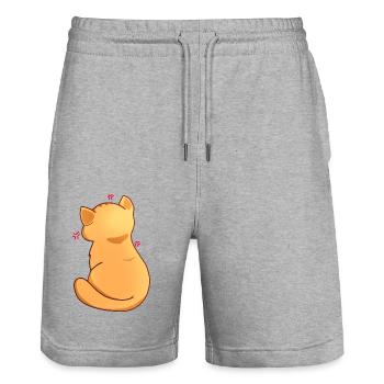Funny Kawaii Orange Cat, Annoyed Cat - Stanley/Stella Trainer Unisex Organic Jogging Shorts - heather grey - Front - Nik (191cm) & Marisol (170cm)