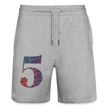 Leopard zum 5. Geburtstag - Stanley/Stella Unisex Bio Joggingshorts Trainer  - Grau meliert - Vorne - Nik (191cm) & Marisol (170cm)