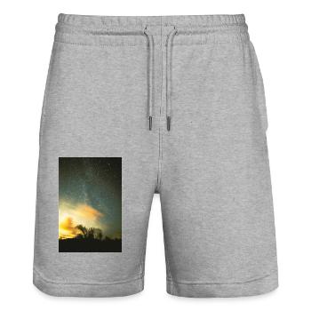space - Stanley/Stella Trainer Unisex Organic Jogging Shorts - heather grey - Front - Nik (191cm) & Marisol (170cm)