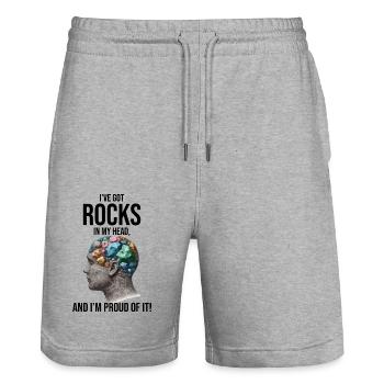 Gesteinssammler Geologie Fossiliensammler - Stanley/Stella Unisex Bio Joggingshorts Trainer  - Grau meliert - Vorne - Nik (191cm) & Marisol (170cm)