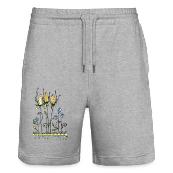 Fleur - Short de jogging bio TRAINER Stanley/Stella unisexe - gris chiné - Devant - Nik (191cm) & Marisol (170cm)