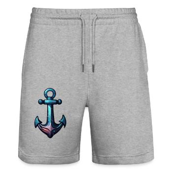 Ancre / Ahoy / Bateau / Bateau / Eau / Mer / Lac - Short de jogging bio TRAINER Stanley/Stella unisexe - gris chiné - Devant - Nik (191cm) & Marisol (170cm)
