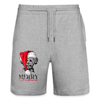 Santa Bichon Frise Merry Christmas Hunde Wilsigns - Stanley/Stella Unisex Bio Joggingshorts Trainer  - Grau meliert - Vorne - Nik (191cm) & Marisol (170cm)