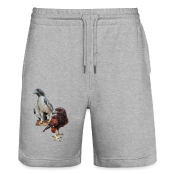 Hawks - Stanley/Stella Trainer Unisex Organic Jogging Shorts - heather grey - Front - Nik (191cm) & Marisol (170cm)