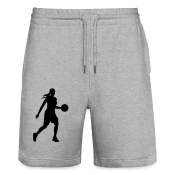 Basketball Player Silhouette Basketball Player Fra - Stanley/Stella Trainer Unisex Organic Jogging Shorts - heather grey - Front - Nik (191cm) & Marisol (170cm)