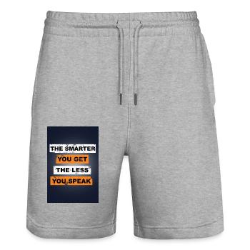 The smarter you get the less you speak saying - Stanley/Stella Trainer Unisex Organic Jogging Shorts - heather grey - Front - Nik (191cm) & Marisol (170cm)