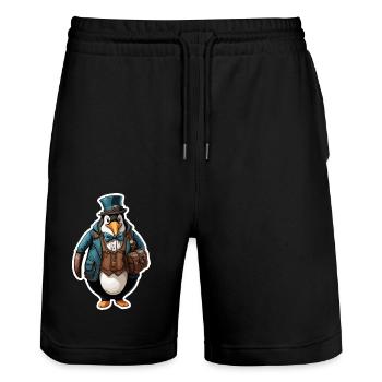 Lederhosen / Animal / Costume traditionnel / Tradition / Pingouin - Short de jogging bio TRAINER Stanley/Stella unisexe - noir - Devant - Nik (191cm) & Marisol (170cm)