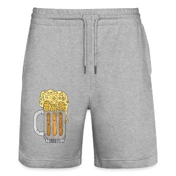 Mug - Short de jogging bio TRAINER Stanley/Stella unisexe - gris chiné - Devant - Nik (191cm) & Marisol (170cm)