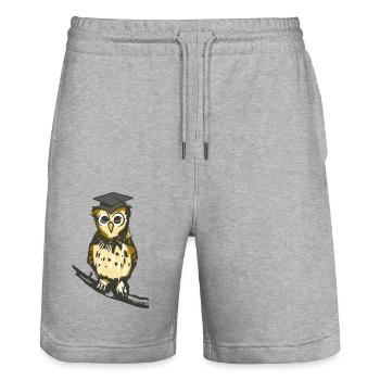 Eule Lehrer Klug Weise Weisheit schlau Waldtiere - Stanley/Stella Unisex Bio Joggingshorts Trainer  - Grau meliert - Vorne - Nik (191cm) & Marisol (170cm)