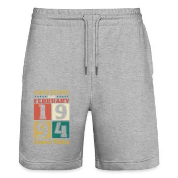 30.Geburtstag Awesome since Februar Jahrgang 1994 - Stanley/Stella Unisex Bio Joggingshorts Trainer  - Grau meliert - Vorne - Nik (191cm) & Marisol (170cm)