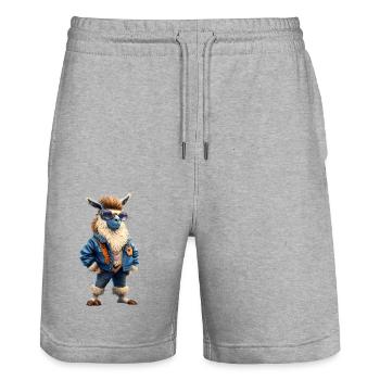 Hipster Lama - Stanley/Stella Unisex Bio Joggingshorts Trainer  - Grau meliert - Vorne - Nik (191cm) & Marisol (170cm)