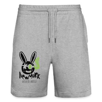street, new york, rabbit, dollar - Stanley/Stella Unisex Bio Joggingshorts Trainer  - Grau meliert - Vorne - Nik (191cm) & Marisol (170cm)