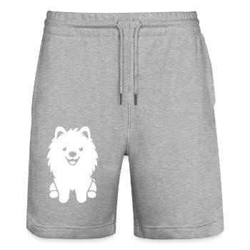 Chien Samoyède - Short de jogging bio TRAINER Stanley/Stella unisexe - gris chiné - Devant - Nik (191cm) & Marisol (170cm)