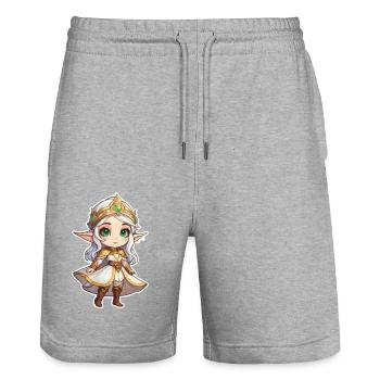 Elf Fantasy Illustration - Stanley/Stella Unisex Bio Joggingshorts Trainer  - Grau meliert - Vorne - Nik (191cm) & Marisol (170cm)