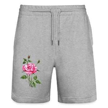 Flower - Stanley/Stella Trainer Unisex Organic Jogging Shorts - heather grey - Front - Nik (191cm) & Marisol (170cm)