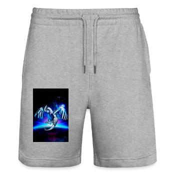 Poster Illustration Zeichnung Inspiration Drache - Stanley/Stella Unisex Bio Joggingshorts Trainer  - Grau meliert - Vorne - Nik (191cm) & Marisol (170cm)