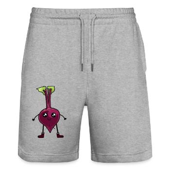 betterave, légumes, vitamines, récolte, jardin, bio - Short de jogging bio TRAINER Stanley/Stella unisexe - gris chiné - Devant - Nik (191cm) & Marisol (170cm)