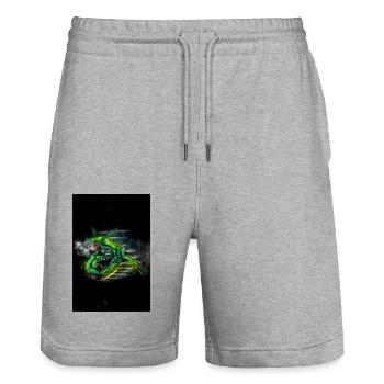 poster rayquaza dragon dessin handmade, style real - Short de jogging bio TRAINER Stanley/Stella unisexe - gris chiné - Devant - Nik (191cm) & Marisol (170cm)