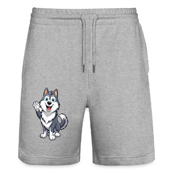 Freundlicher Malamute wedelt mit dem Schwanz - Stanley/Stella Unisex Bio Joggingshorts Trainer  - Grau meliert - Vorne - Nik (191cm) & Marisol (170cm)