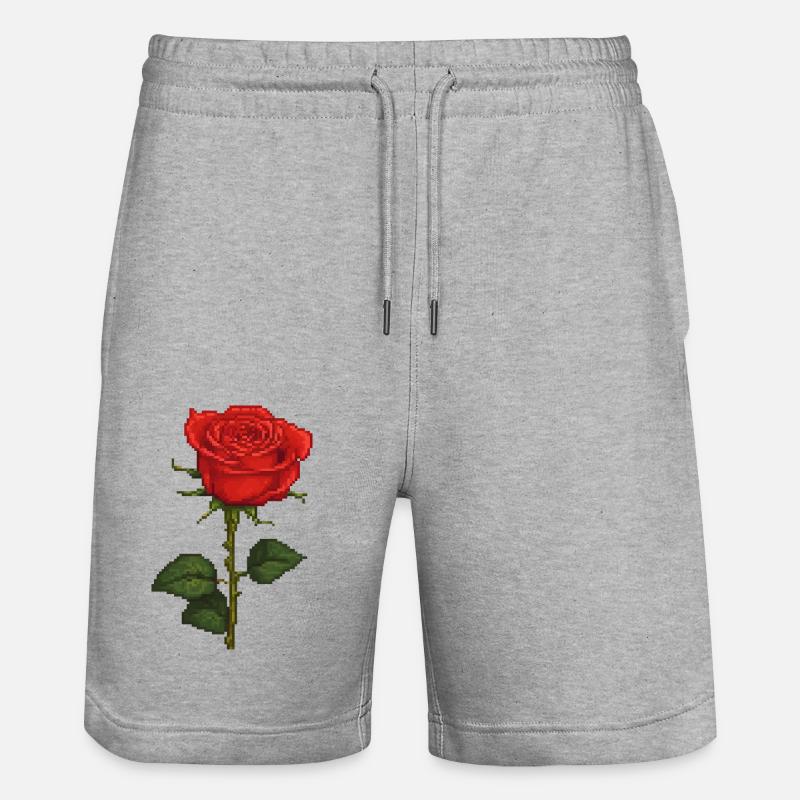 Rose pixélisée - Short de jogging bio TRAINER Stanley/Stella unisexe - gris chiné