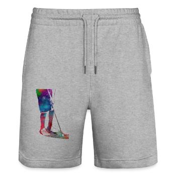 Golfspieler Sport #golf #sport - Stanley/Stella Unisex Bio Joggingshorts Trainer  - Grau meliert - Vorne - Nik (191cm) & Marisol (170cm)