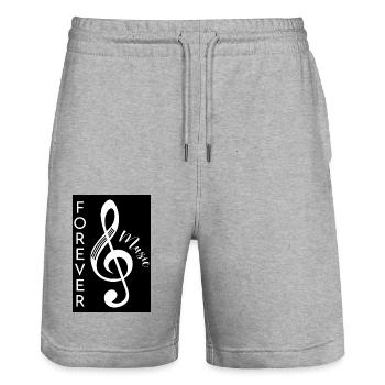 Forever Music Poster - Stanley/Stella Trainer Unisex Organic Jogging Shorts - heather grey - Front - Nik (191cm) & Marisol (170cm)