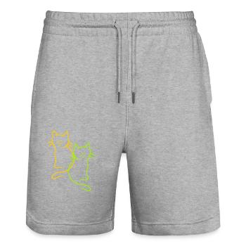Vintage Katzen Retro Herz - Stanley/Stella Unisex Bio Joggingshorts Trainer  - Grau meliert - Vorne - Nik (191cm) & Marisol (170cm)