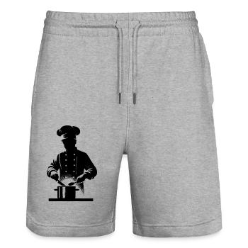 Küchenkoch und Hobbykoch Silhouette Portrait - Stanley/Stella Unisex Bio Joggingshorts Trainer  - Grau meliert - Vorne - Nik (191cm) & Marisol (170cm)