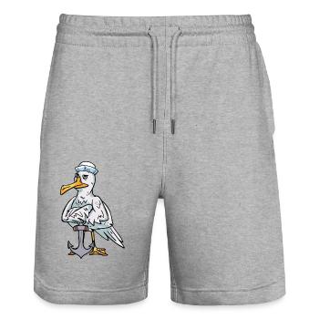 Sailor Mouette Ancre Sailor Ahoy Bird Maritime - Short de jogging bio TRAINER Stanley/Stella unisexe - gris chiné - Devant - Nik (191cm) & Marisol (170cm)