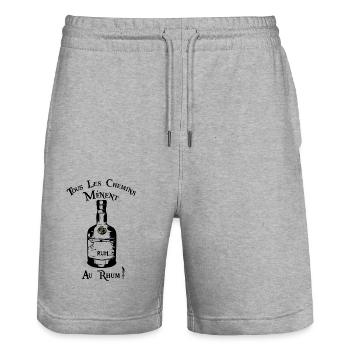 All roads lead to rum 2 - Stanley/Stella Trainer Unisex Organic Jogging Shorts - heather grey - Front - Nik (191cm) & Marisol (170cm)