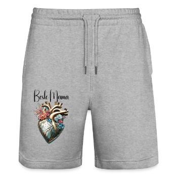 Herz / Muttertag / Liebe / Feiertage / Love - Stanley/Stella Unisex Bio Joggingshorts Trainer  - Grau meliert - Vorne - Nik (191cm) & Marisol (170cm)