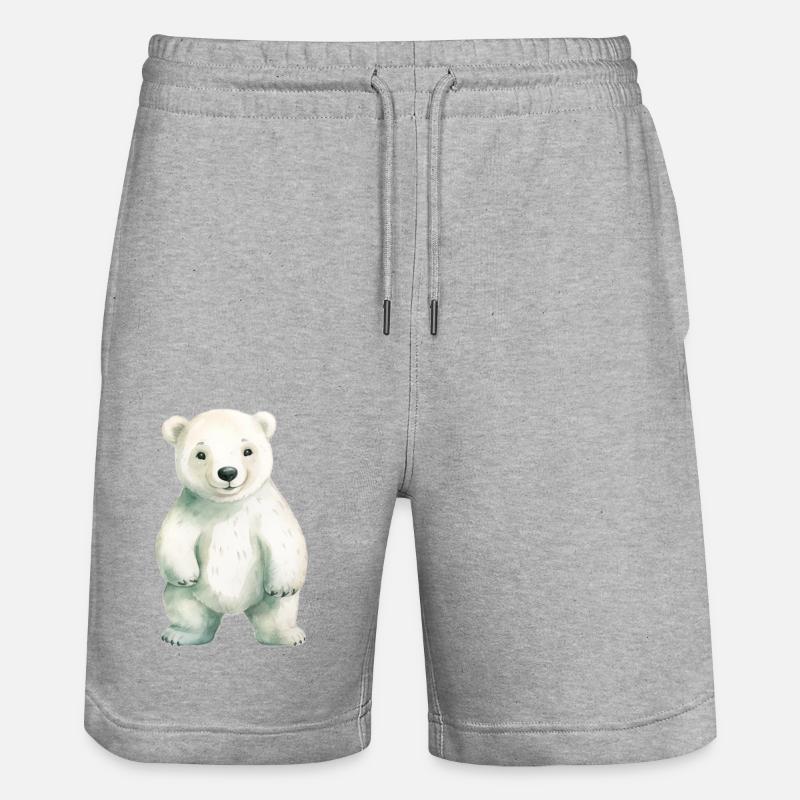 Eisbär Eisbär Klassenmaskottchen - Stanley/Stella Unisex Bio Joggingshorts Trainer  - Grau meliert