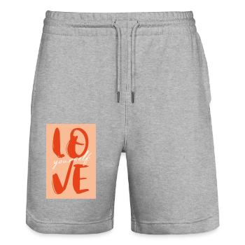 Love Yourself - Stanley/Stella Unisex Bio Joggingshorts Trainer  - Grau meliert - Vorne - Nik (191cm) & Marisol (170cm)