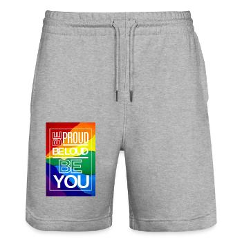 Be Proud Be Loud Be YOU - Stanley/Stella Unisex Bio Joggingshorts Trainer  - Grau meliert - Vorne - Nik (191cm) & Marisol (170cm)
