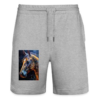 Ein Portrait von einem Pferd 1 - Stanley/Stella Unisex Bio Joggingshorts Trainer  - Grau meliert - Vorne - Nik (191cm) & Marisol (170cm)