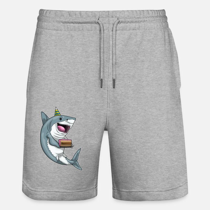 Gâteau d’anniversaire requin - Short de jogging bio TRAINER Stanley/Stella unisexe - gris chiné