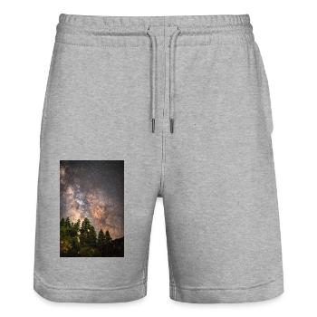 Milky Way Galaxy Among The Trees - Stanley/Stella Trainer Unisex Organic Jogging Shorts - heather grey - Front - Nik (191cm) & Marisol (170cm)